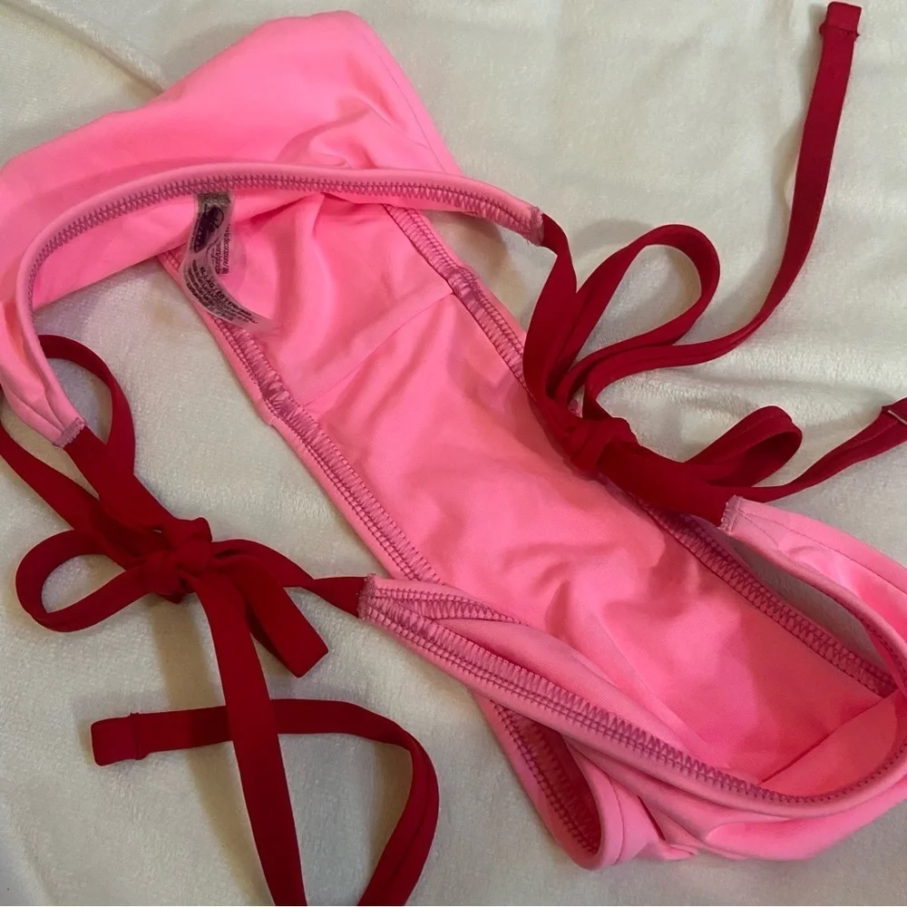 New! Frankie's Bikinis x Pink rosemary Tie Bikini Bottom 1524